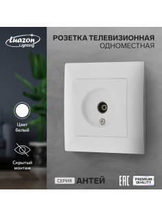 Розетка ТВ Luazon Lighting «Антей», скрытая, IP20, одноместная, белая