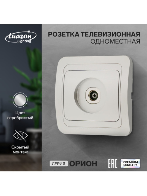 Розетка ТВ Luazon Lighting «Орион», скрытая, IP20, одноместная, серебристая