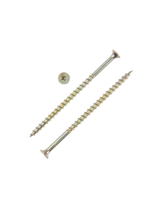 Саморез 4.2×89(90) мм ТУНДРА PREMIUM, потай, крупная резьба, шлиц PH, желтый цинк, 1 кг