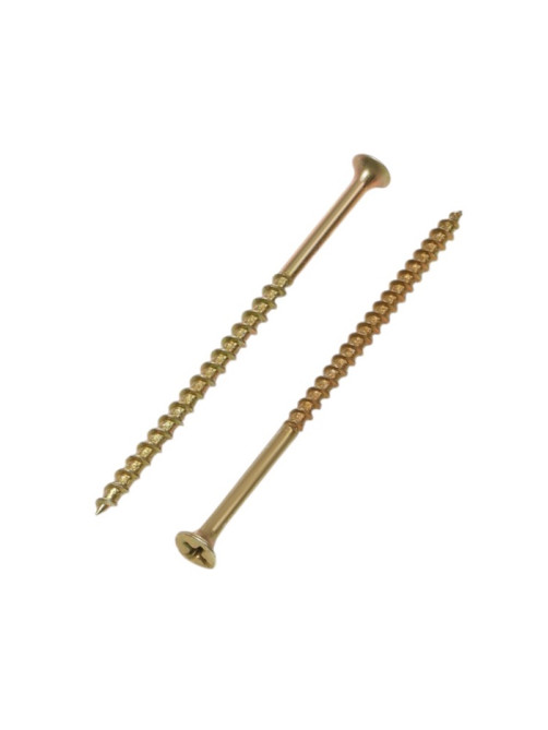 Саморез 4.2×89(90) мм ТУНДРА PREMIUM, потай, крупная резьба, шлиц PH, желтый цинк, 1 кг