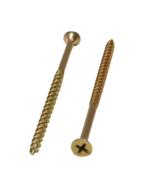 Саморез 4.2×89(90) мм ТУНДРА PREMIUM, потай, крупная резьба, шлиц PH, желтый цинк, 1 кг
