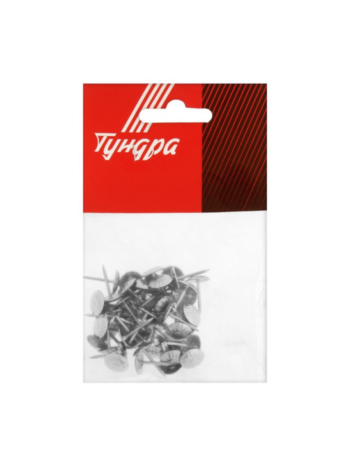 Гвозди ТУНДРА, декоративные, обивочные, фактурные, 11×16 мм, хром, фасовка 50 шт.