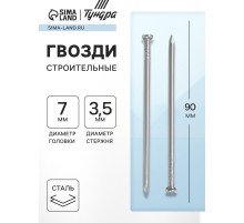 Гвозди ТУНДРА, строительные, ГОСТ 4028-63, без покрытия, 3.5×90 мм, фасовка 0.2 кг