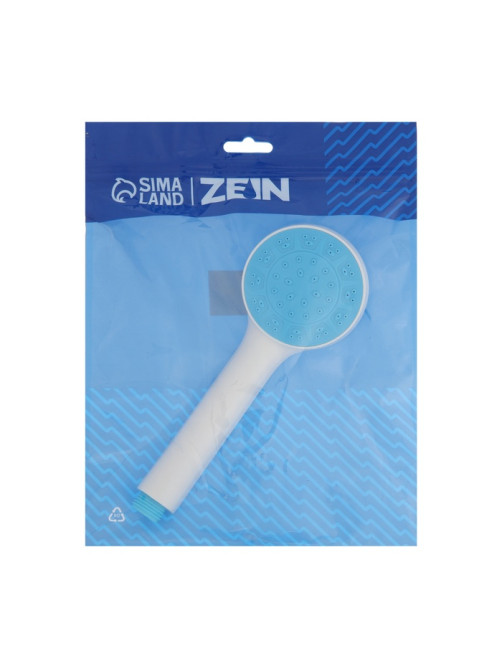 Лейка для душа ZEIN Z0210, 1 режим, пластик, белая, с, сини, вставка
