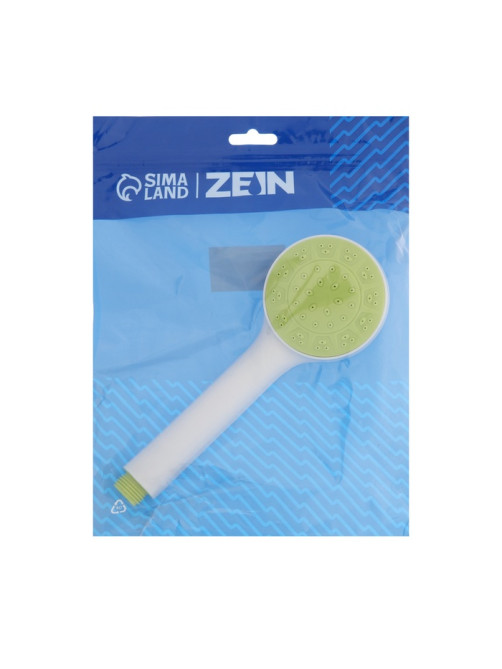 Лейка для душа ZEIN Z0207, 1 режим, пластик, белая, с, зелёная, вставка