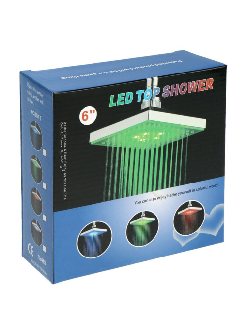 Лейка стационарная ZEIN Z3194, с LED подсветкой, 3 цвета, пластик, хром