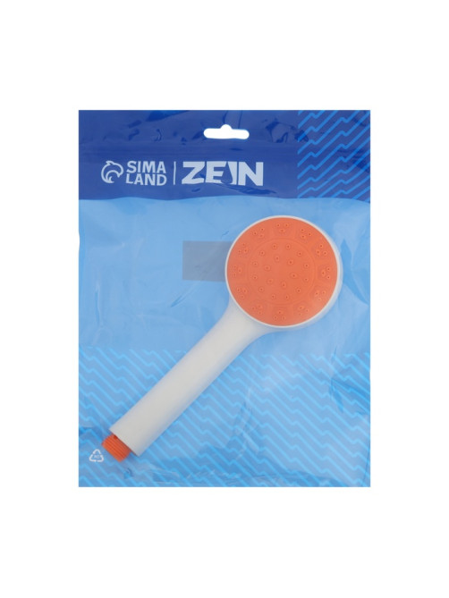 Лейка для душа ZEIN Z0208, 1 режим, пластик, белая, с, оранжевая, вставка