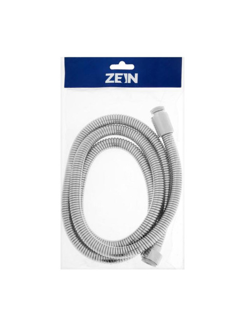 Душевой шланг ZEIN Z21PS, растягивающийся 150-200 см, гайки металл, нержавеющая сталь, хром, Имп/Имп