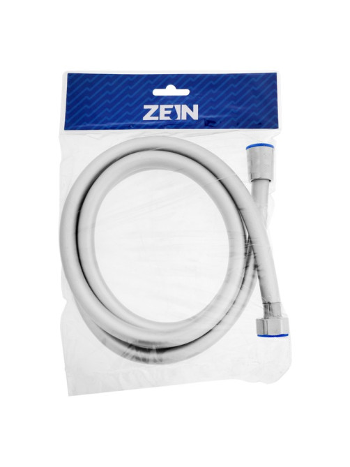 Душевой шланг ZEIN Z31PS, 150 см, гайки стальные, латунная втулка, силикон, серебристый, Имп/Имп