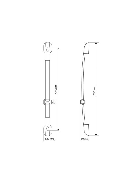 Душевая стойка ZEIN H02, с держателем, изогнутая, хром