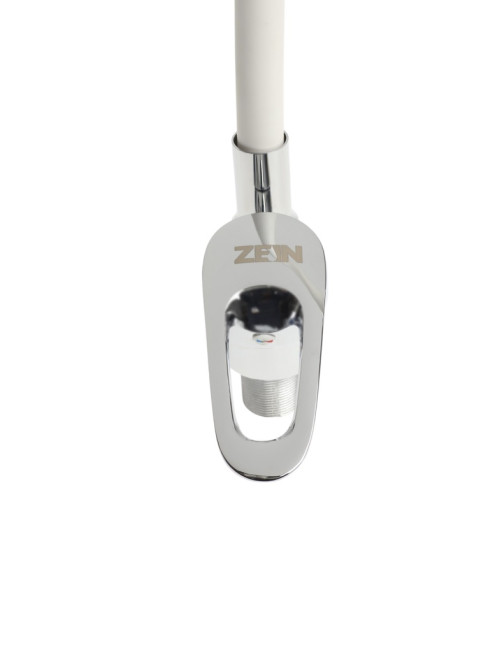 Смеситель для кухни ZEIN Z2110, однорычажный, гибкий излив, картридж 40 мм, белый/хром