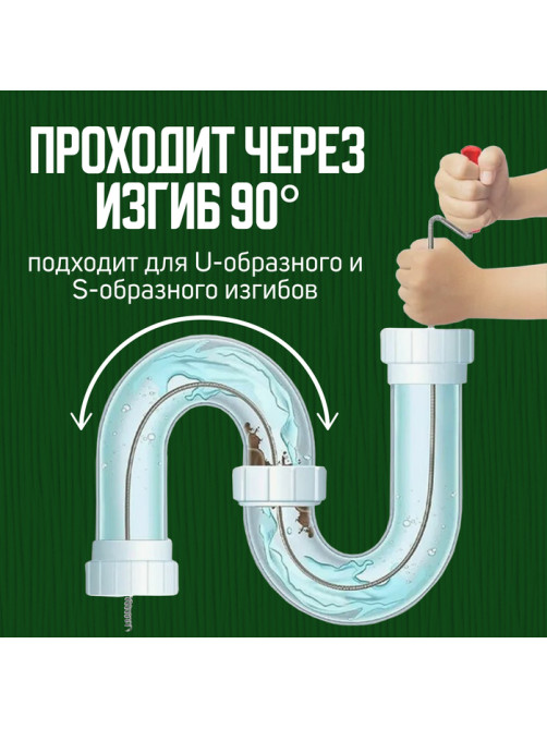 Трос сантехнический ZEIN engr, оцинкованный, с ручкой, d=5 мм, L=3 м