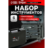 Набор инструментов универсальный ТУНДРА ПРОФИ, кейс с органайзерами, 6 предметов