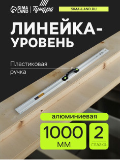 Линейка-уровень ТУНДРА, металлическая, пластиковая ручка, 2 глазка, 1000 мм