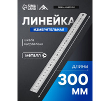 Линейка измерительная ТУНДРА, металлическая, шкала вытравлена, 300 мм