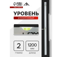 Уровень алюминиевый ЛОМ, 2 глазка, линейка, 1200 мм