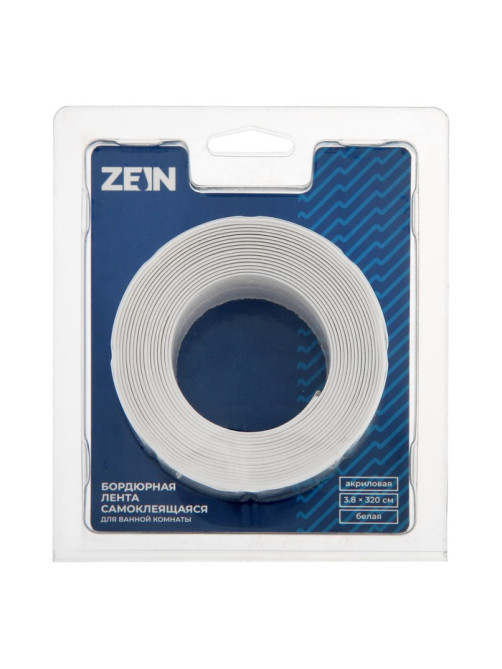 Лента бордюрная ZEIN, самоклеящаяся, для ванной комнаты, 3.8×320 см, акриловая, белая