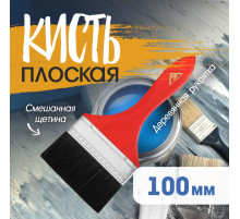 Кисть плоская ЛОМ, смешанная щетина, деревянная рукоятка, 4