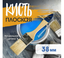 Кисть плоская ТУНДРА, натуральная щетина, деревянная рукоятка, 1.5