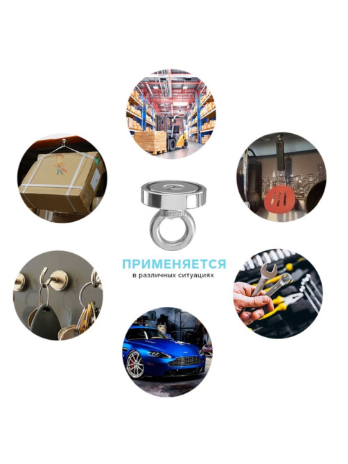 Магнит неодимовый Cartage с петлёй для авто, d=48 мм, сцепление 35 кг