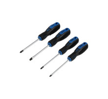 Набор отверток ТУНДРА, CrV, хром, магнит, 2К рукоятки, PH1, PH2, SL5, SL6×100 мм, 4 шт.
