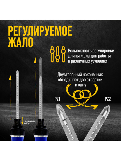 Сменное жало для отвертки ТУНДРА, CrV, двухстороннее, PZ1 - PZ2, 160 мм