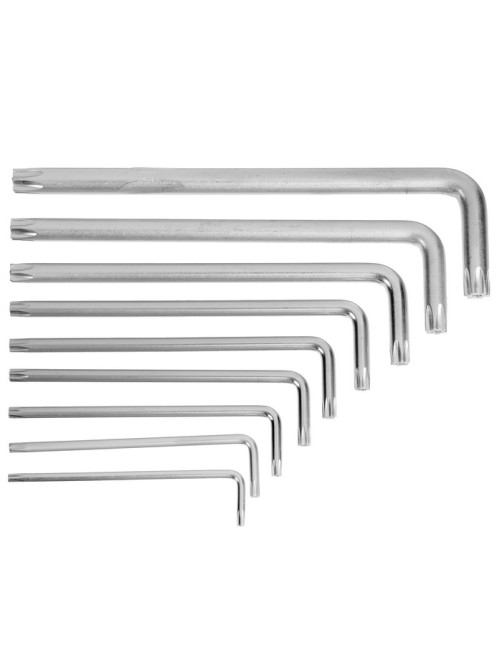 Набор ключей ТУНДРА, TORX Tamper, удлиненные, CrV, TT10 - TT50, 9 шт.