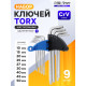 Набор ключей ТУНДРА, TORX Tamper, удлиненные, CrV, TT10 - TT50, 9 шт.