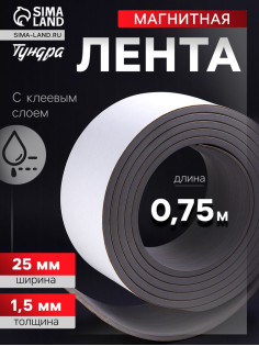 Магнитная лента ТУНДРА, с клеевым слоем, 25×1.5 мм, длина 0.75 м
