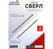 Сверло по металлу ТУНДРА, HSS-Co (5% кобальта), цилиндрический хвост., 2.5 мм, 2 шт.