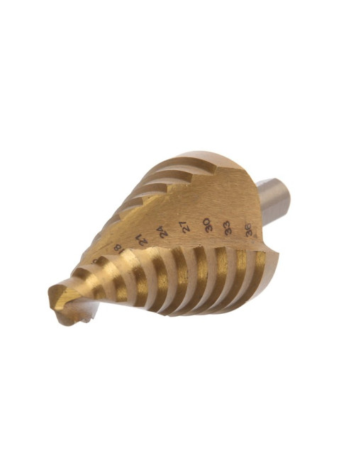 Сверло ступенчатое ТУНДРА ПРОФИ, HSS, TiN, спиральный профиль, трехгранный хвостовик, 9-36 мм