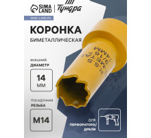 Коронка биметаллическая ТУНДРА, 14 мм, M14