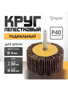 Круг лепестковый радиальный ТУНДРА, 60×30×6 мм, Р40