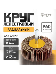 Круг лепестковый радиальный ТУНДРА, 60×20×6 мм, Р60