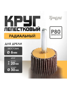Круг лепестковый радиальный ТУНДРА, 30×20×6 мм, Р80