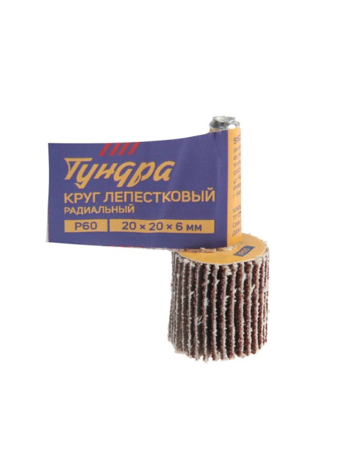 Круг лепестковый радиальный ТУНДРА, 20×20×6 мм, Р60
