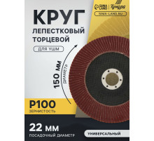 Круг лепестковый торцевой ТУНДРА, 150×22 мм, Р100