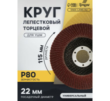 Круг лепестковый торцевой конический ТУНДРА, 115×22 мм, Р80