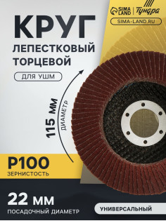 Круг лепестковый торцевой конический ТУНДРА, 115×22 мм, Р100