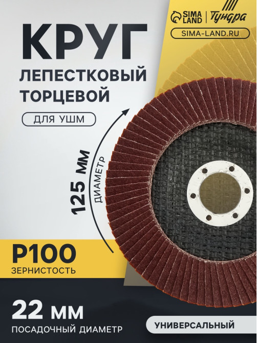 Круг лепестковый торцевой ТУНДРА, 125×22 мм, Р100