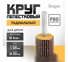 Круг лепестковый радиальный ТУНДРА, 20×20×6 мм, Р80