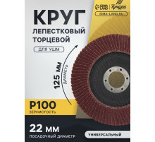 Круг лепестковый торцевой конический ТУНДРА, 125×22 мм, Р100