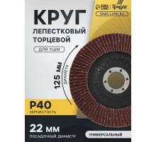 Круг лепестковый торцевой конический ТУНДРА, 125×22 мм, Р40
