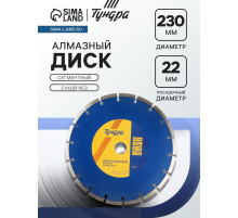Диск алмазный отрезной ТУНДРА, сегментный, сухой рез, 230×22 мм