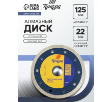 Диск алмазный отрезной ТУНДРА, сплошной, мокрый рез, 125×22 мм