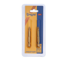 Биты ТУНДРА ВДОМ, S2, 58-60 HRC, TiN, намагниченные, PH2×50 мм, 2 шт.