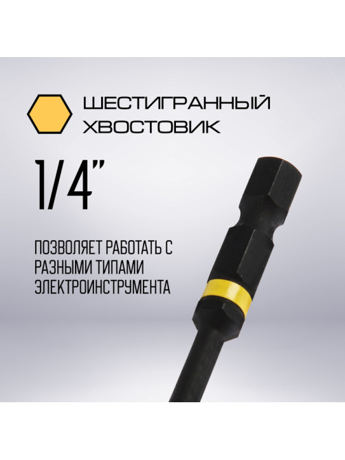 Бита ТУНДРА, Torsion, намагниченная, отрывная лента, сталь S2, PH2×50 мм