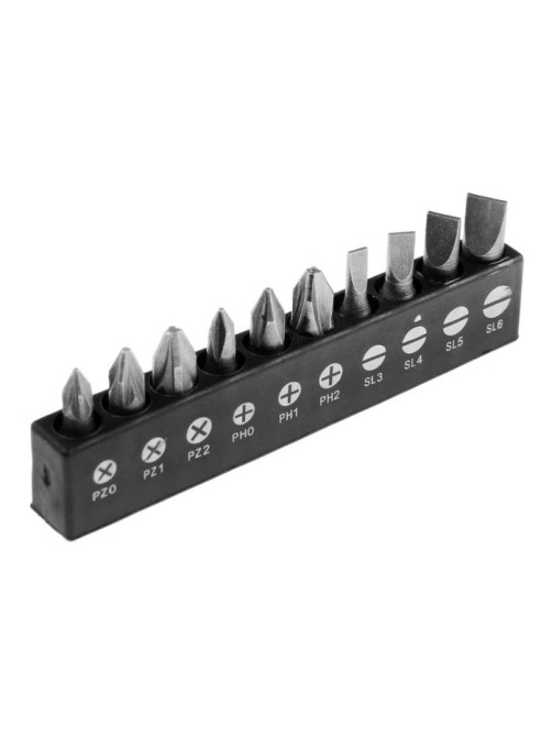 Набор бит ТУНДРА, сталь CrV, PH, PZ, SL × 25 мм, 10 шт.