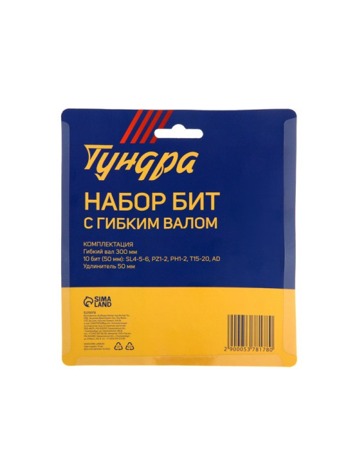 Набор бит с гибким удлинителем ТУНДРА, PH-SL-PZ-TX, 50 мм, 12 предметов