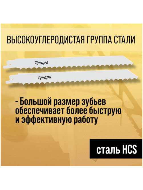 Полотна по дереву для сабельной пилы ТУНДРА, HCS, 200/227×8.5 мм, 2 шт.
